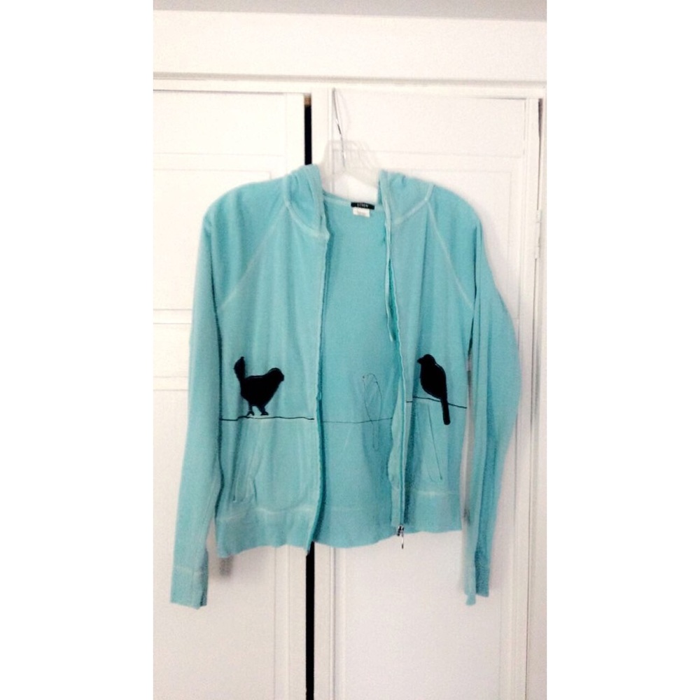 Baby blue light weight bird embroidered jacket